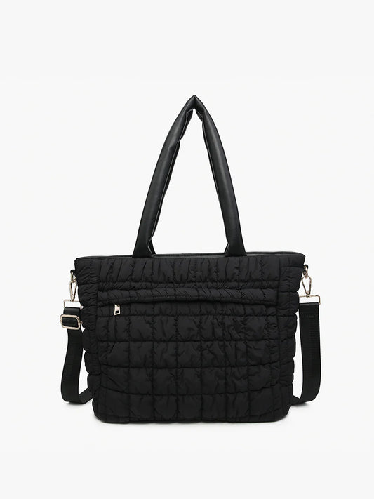 Kelly Quilted Puffy Tote in Black