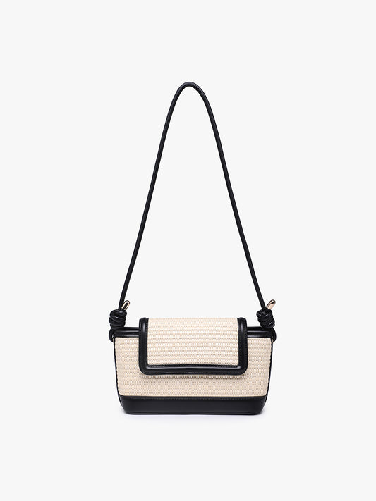 Cream/Black Straw Shoulder Bag