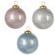4" Pastel Glass Ball Ornament w/ Glitter Inside, Set of 6