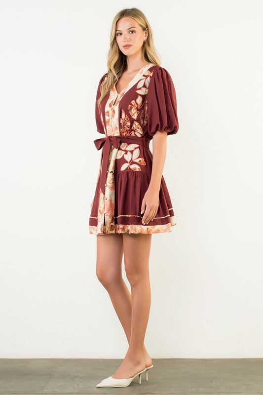 Leilah Maroon Appliqué Dress