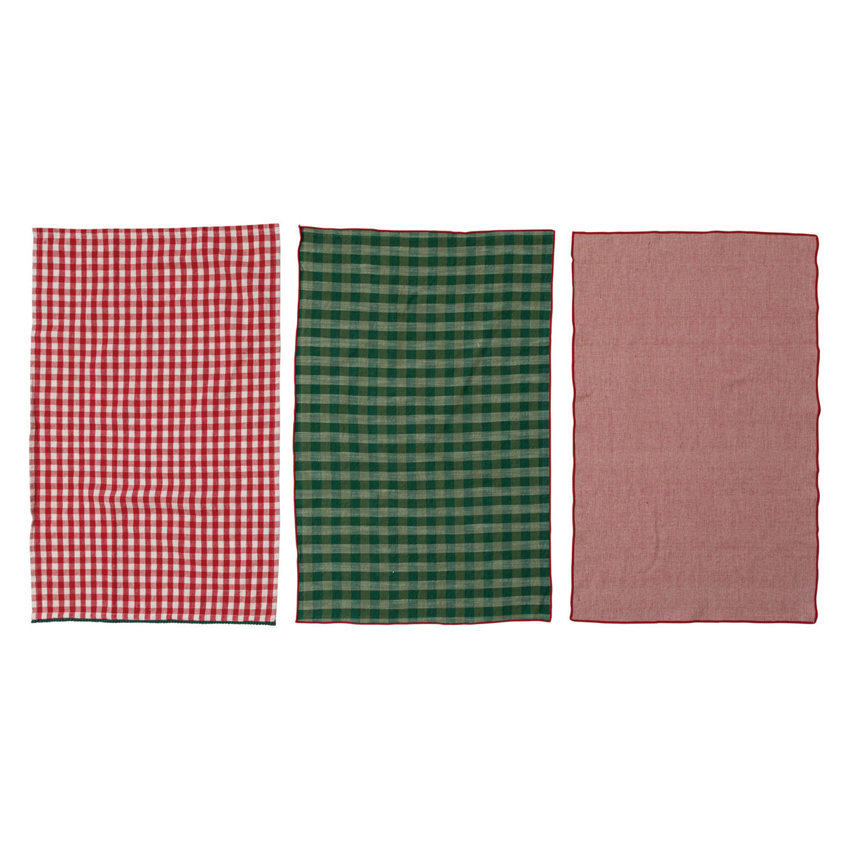 28"L x 18"W Woven Cotton Tea Towels, Multi Color, Set of 3