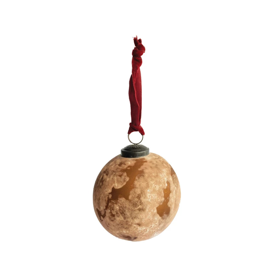 Recycled Glass Ball Ornament Frosted Berry