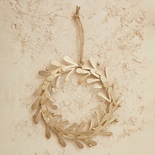 Silver & Gold Leaves and Berries Wreath