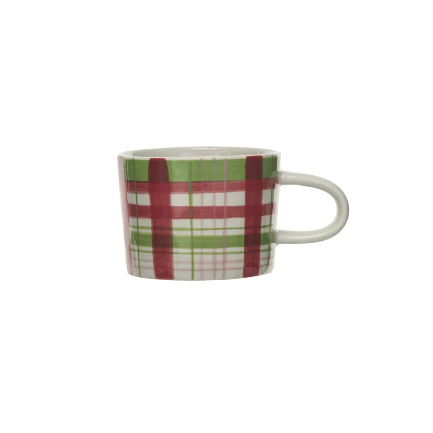 Plaid Stoneware Christmas Mug