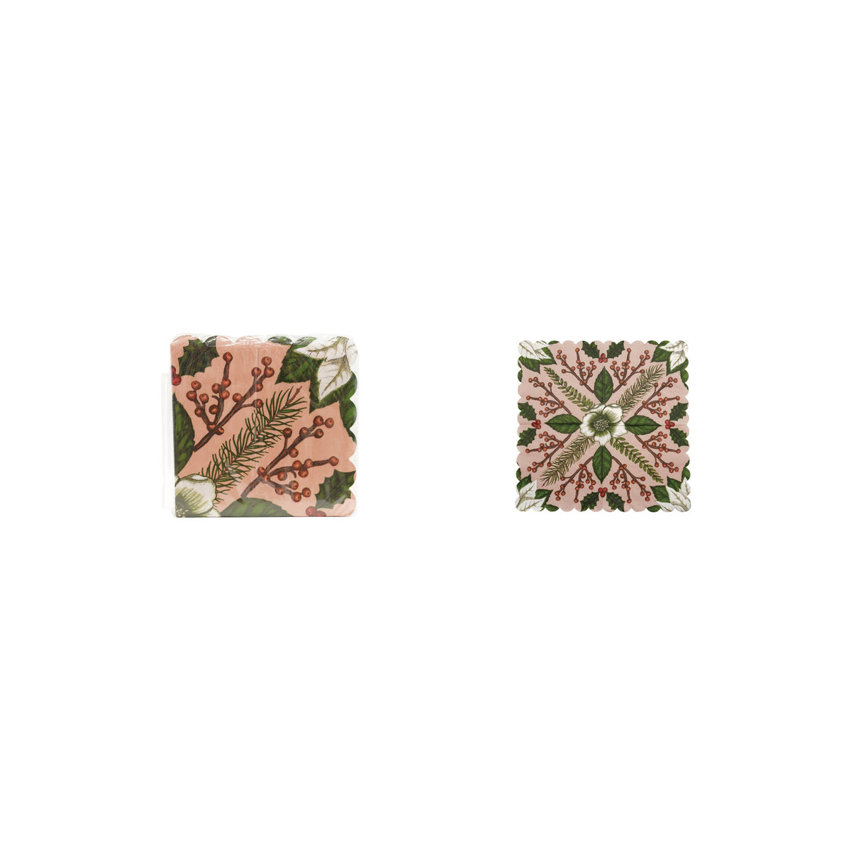 Paper Scalloped Napkins with Seasonal Botanical Pattern (Contains 50 Folded Pieces) ©