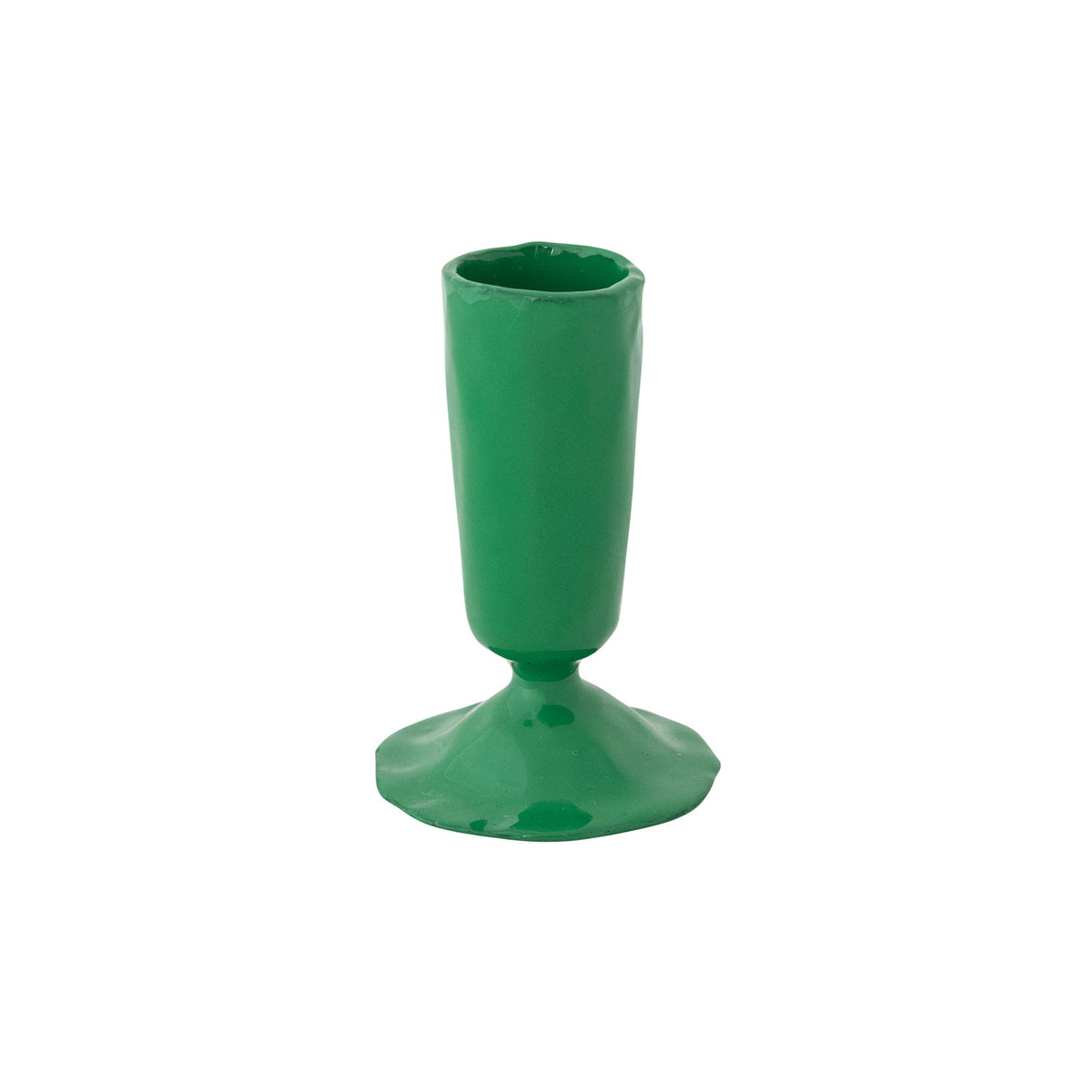 Hand-Forged Enameled Cast Iron Taper Holder, Green