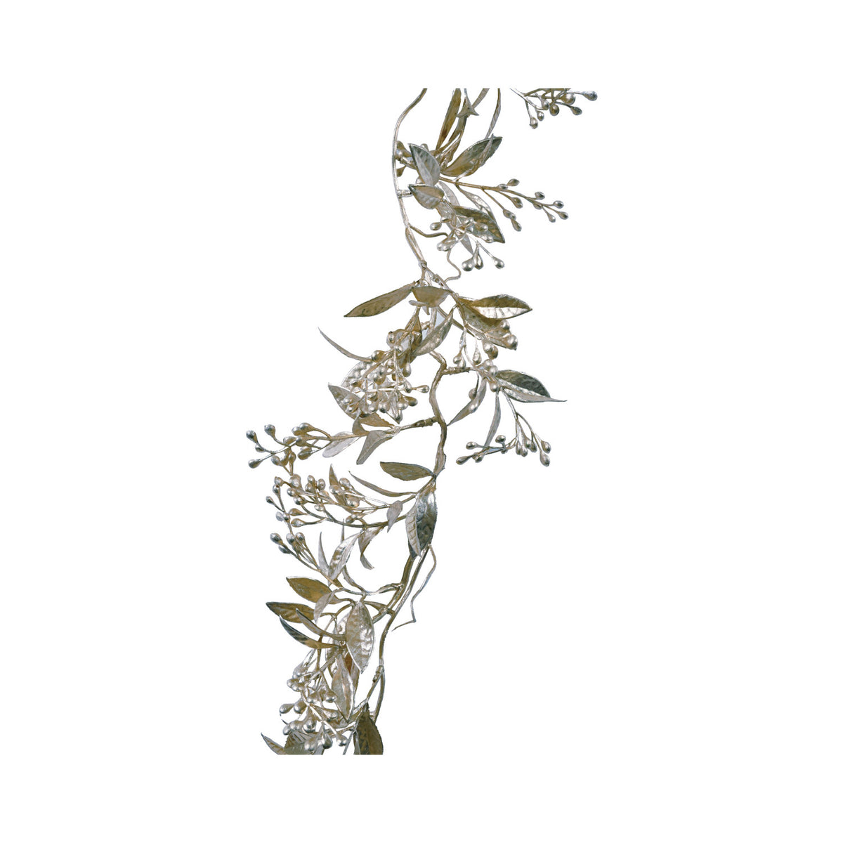 Faux Leaves & Berries Garland, Antique Silver Finish