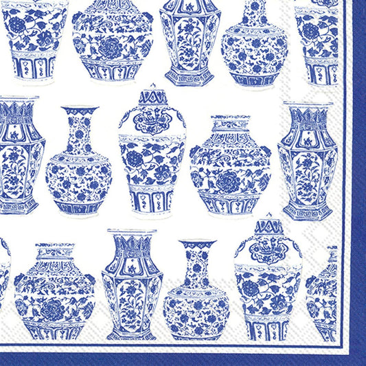 Paper Cocktail Napkins Pack of 20 Blue and White Urns