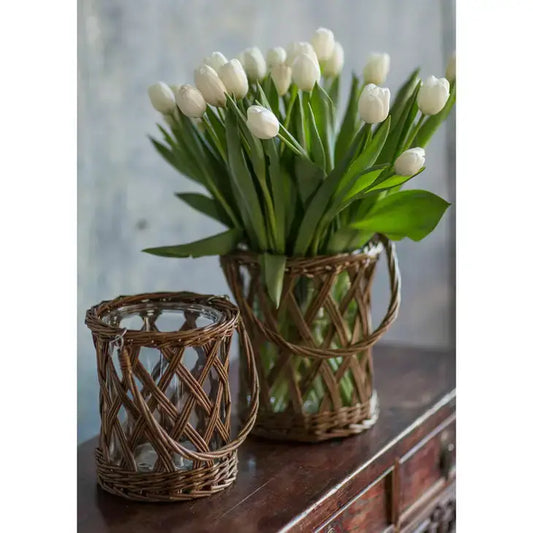 Vagabond Vintage - Classic Glass and Wicker Vase