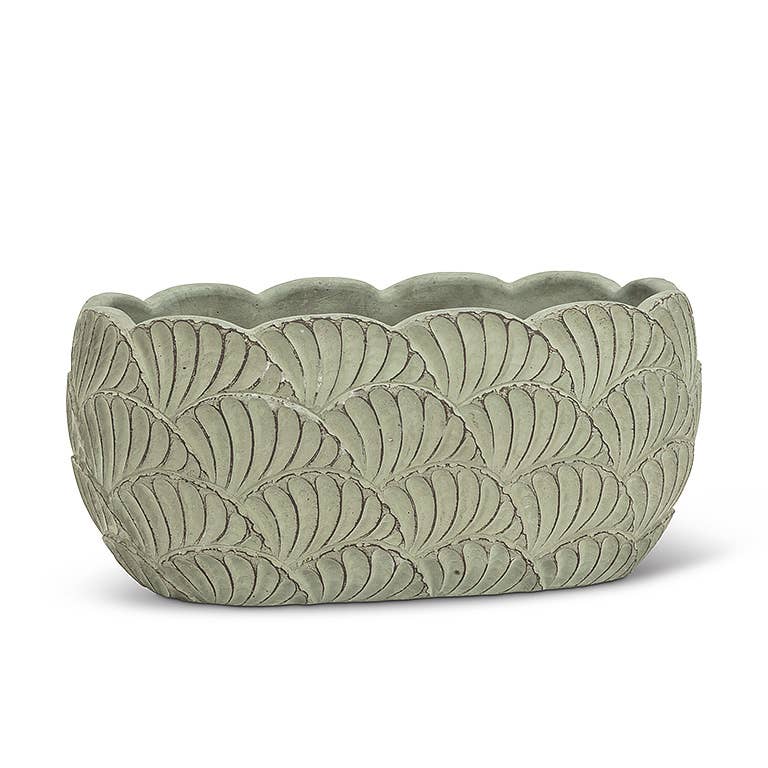 Lg Oval Scallop Planter-Grn-9x5"L-702