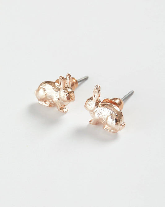 Fable England - Rose Gold Rabbit Stud Earrings: Matchbox