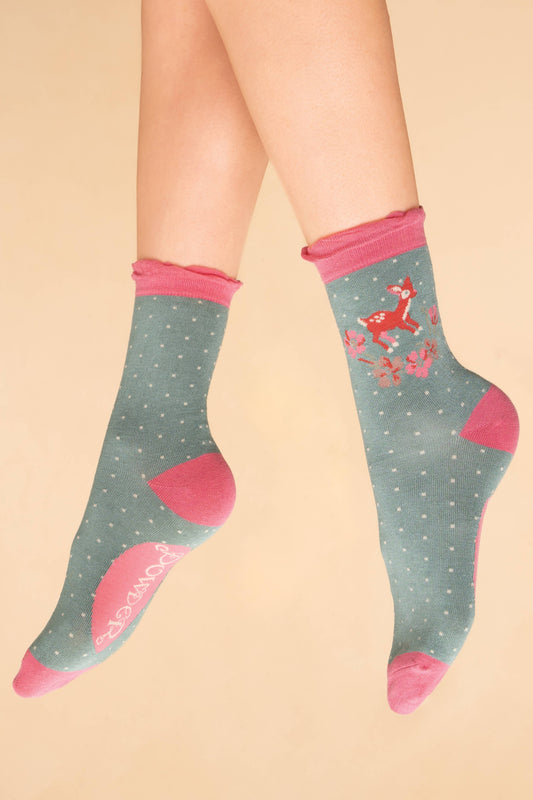 Powder Design inc - Vintage Fawn Ankle Socks - Sage