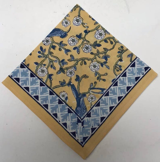 Natural Habitat - Napkins Blue Bird Pakshi on yellow