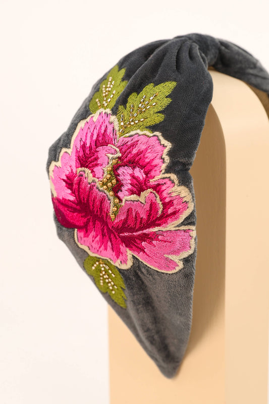 Powder Design inc - Embroidered Painted Peony Headband