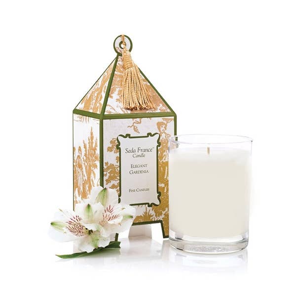 Elegant Gardenia Toile Mini Pagoda Box Candle