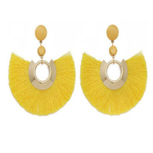 David Christopher's Collection - 3.25 Sasha Tassel Fan Earrings in Yellow