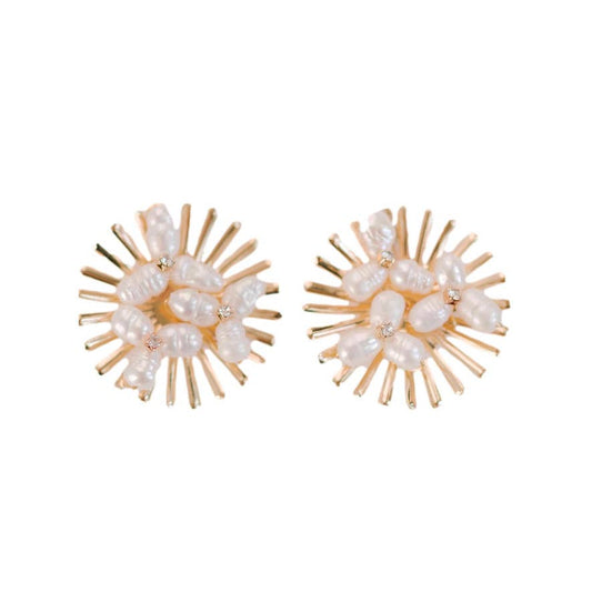 St Armands Designs of Sarasota - Sunburst Pearl Statement Stud Earrings