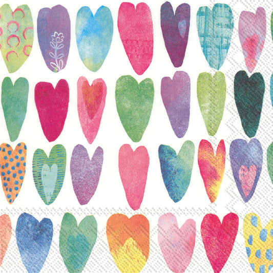 Boston International - Paper Lunch Napkins 20 Count Rainbow Hearts Valentines