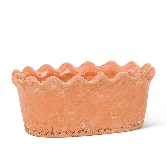 Lg Ruffled Oval Planter-4"H-2359