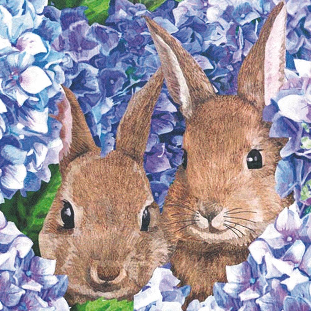 Bunnies with Hydrangeas Cocktail Napkins