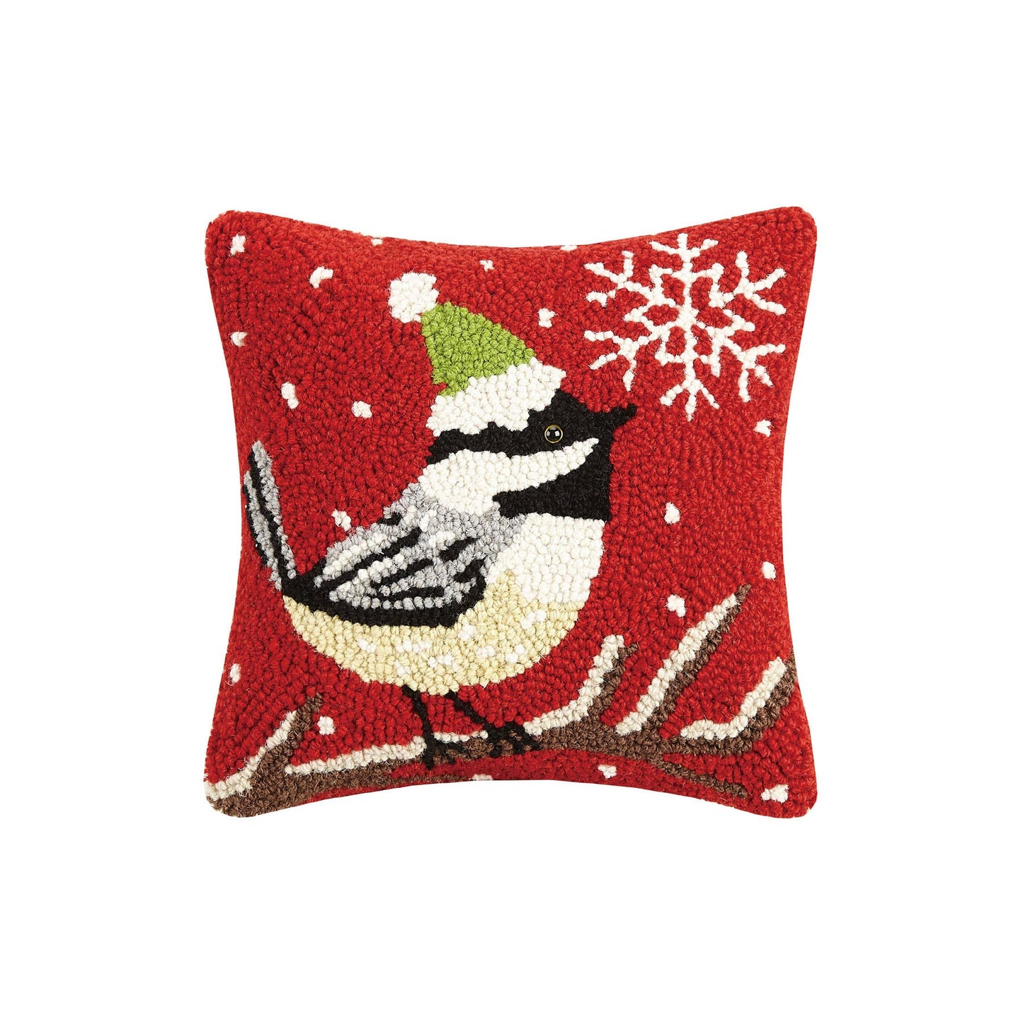 Chickadee With Snowflake Hook Pillow - Christmas