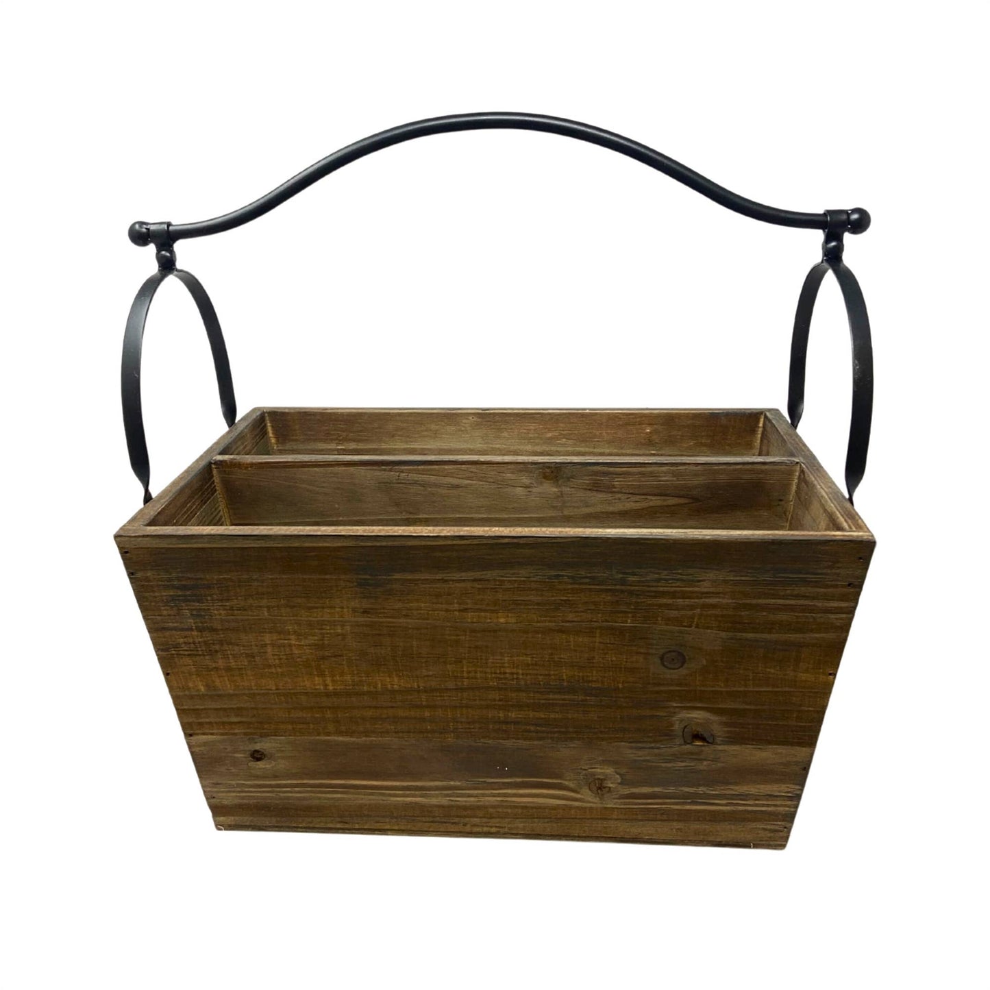 David Christopher's Collection - Wood Basket with Metal Handle