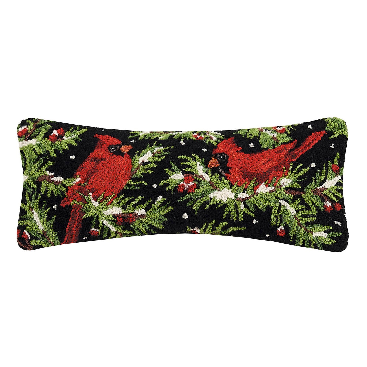 Peking Handicraft - Cardinals On Holly Branch Duo Hook Pillow - Christmas