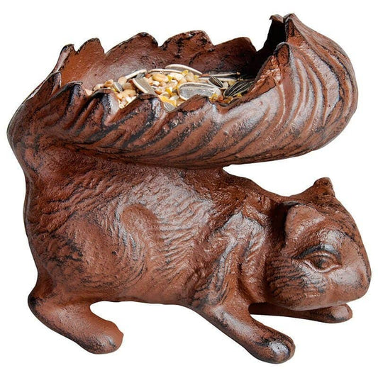 Esschert Design USA - Squirrel Feeder, Cast Iron, Antique Brown