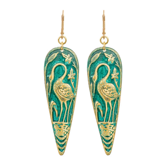 We Dream in Colour - Teal Crane Earrings