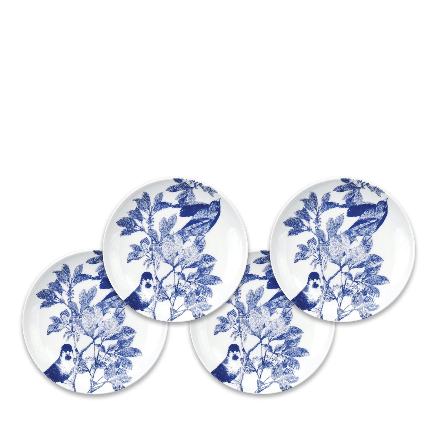 Caskata - Blue Arbor Birds Canapé Plates Boxed Set/4