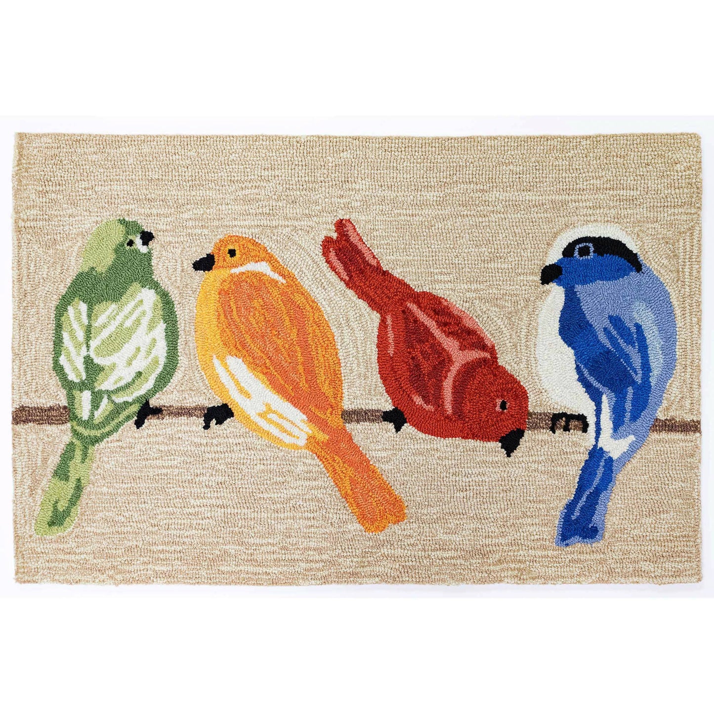 Liora Manne - Frontporch Birds Indoor/Outdoor Rug: Neutral / 1'8" x 2'6" / Polyester; Acrylic