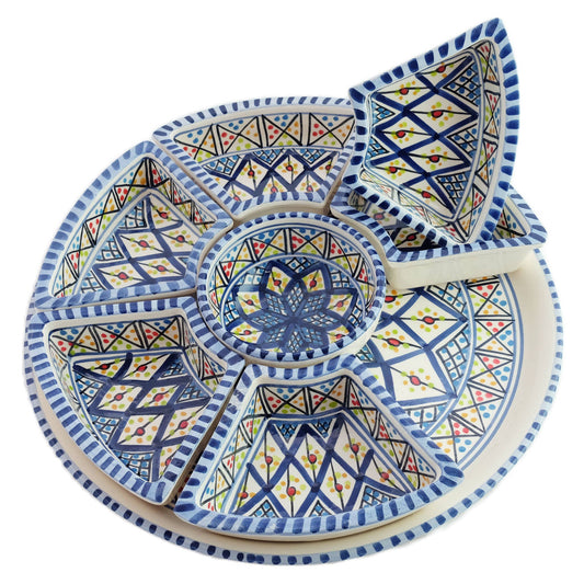 Dark Blue Rosette Tapas Ceramic Server