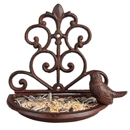 Esschert Design USA - Wall Bird Feeder, Cast Iron, Antique Brown