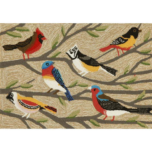 Liora Manne - Frontporch Birds Indoor/Outdoor Rug: Multi / 2' x 3' / Polyester; Acrylic