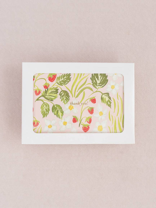 One & Only Paper - Strawberry Fields 4 Bar Folded Thank You Note - Set of 8