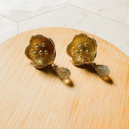 Santore Jewelry Company - Water Lily Stud with Labradorite / Brass