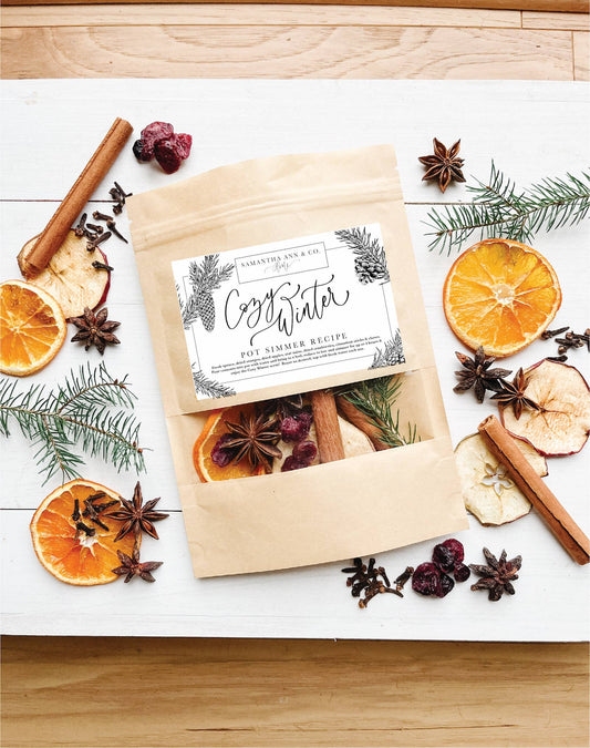 Cozy Winter Pot Simmer Pack, Stovetop Potpourri