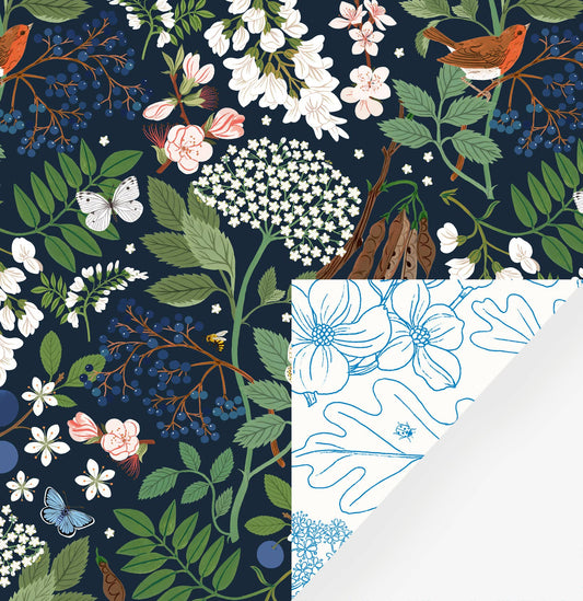 FLOWERING TREES - NIGHT | Double Sided Wrapping Paper