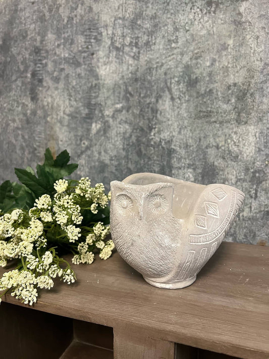 CEMENT OWL PLANTER: Small