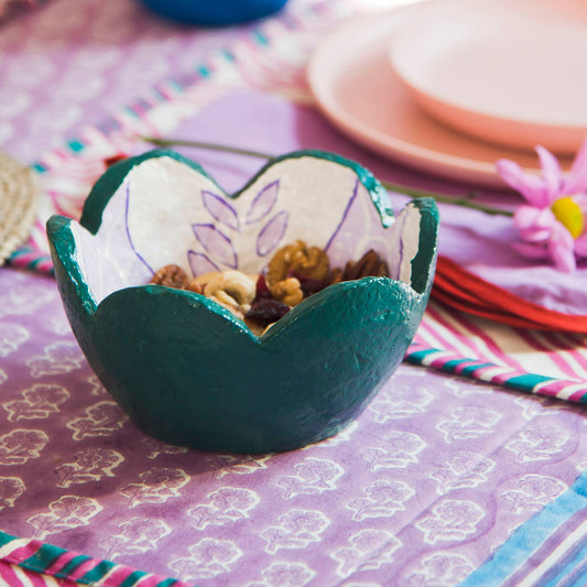 Mela Artisans - Tulip Paper Mache Scalloped Trinket Bowl