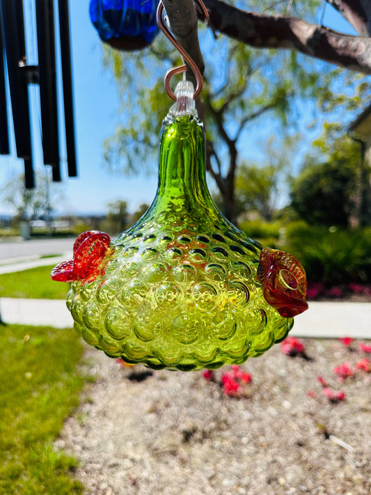 Artisanal Glass Hummingbird Feeder