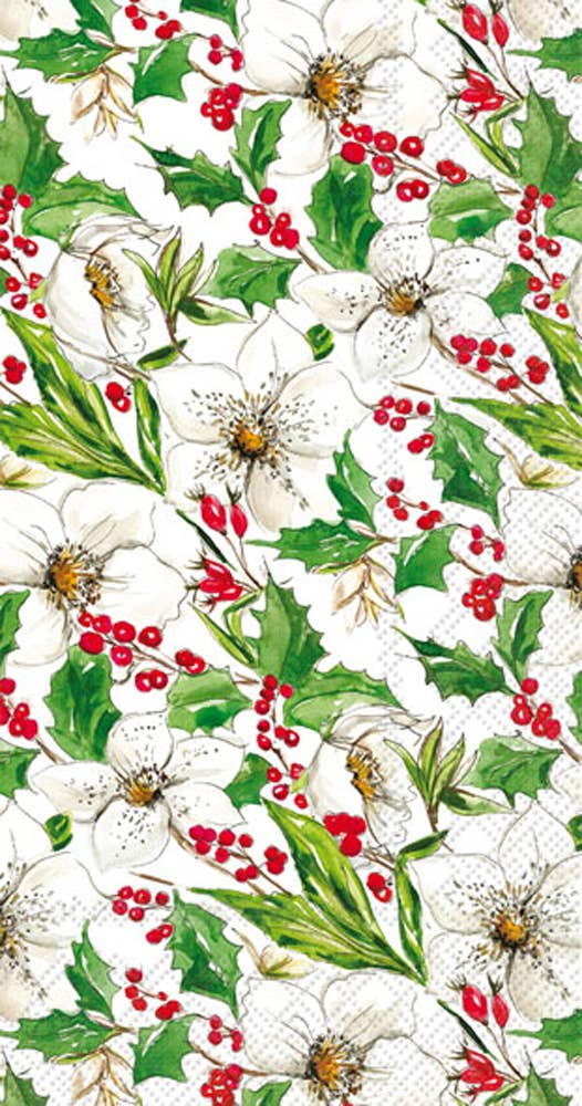 Paper Guest Towels 16 ct White Amaryllis Christmas