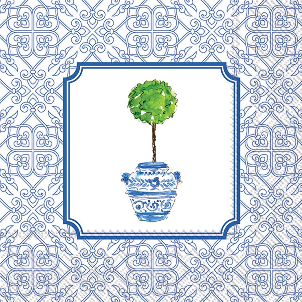 Paper Cocktail Napkins Pack of 20 Rosanne Beck Blue Topiary