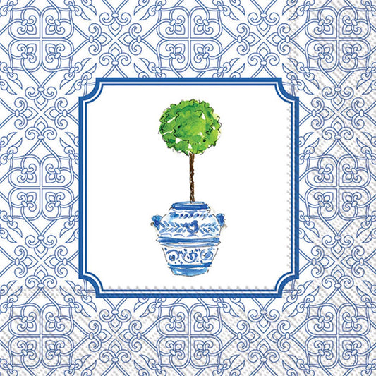 Paper Cocktail Napkins Pack of 20 Rosanne Beck Blue Topiary