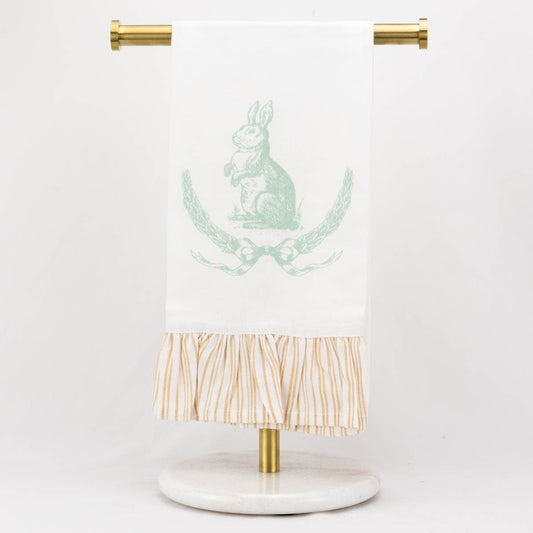 The Royal Standard - Laurel Wreath Bunny Hand Towel   White/Almond/Light Blue   20x28