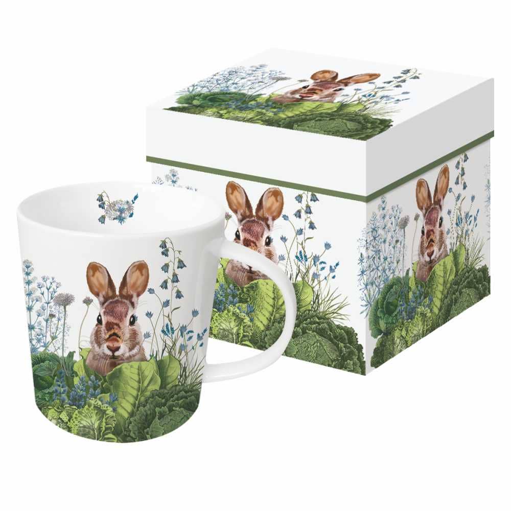 Bunnies with Hydrangeas Mug with Gift Box