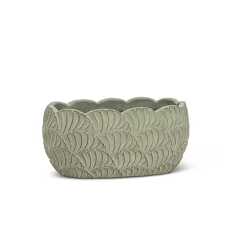 Sm Oval Scallop Planter-Grn-5x8" L