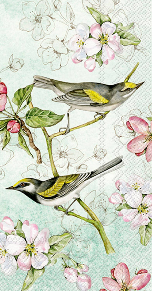 Paper Guest Towels 16 Count Birds Symphony Green Spring