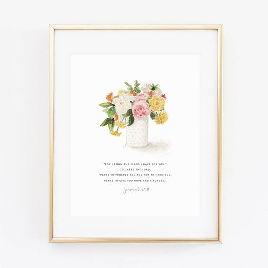 emily lex studio - jeremiah 29:11 bouquet scripture print