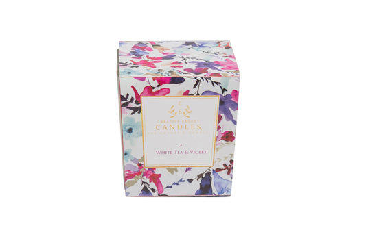 Creative Energy Candles - White Tea & Violet: 2-in-1 Soy Lotion Candle: Medium - 6 oz